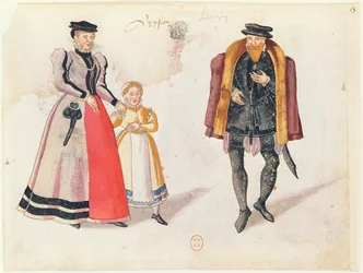 Citoyens de Leipzig, 1572 (gravure en couleur)